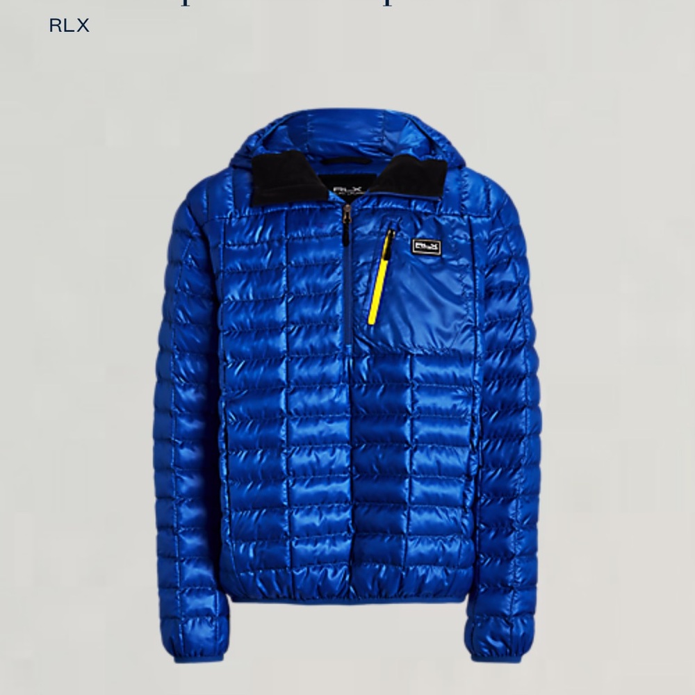 RLX Ralph Lauren Shelton Hooded Puffer Quarter-Zip Pullover Spa Royal Size M